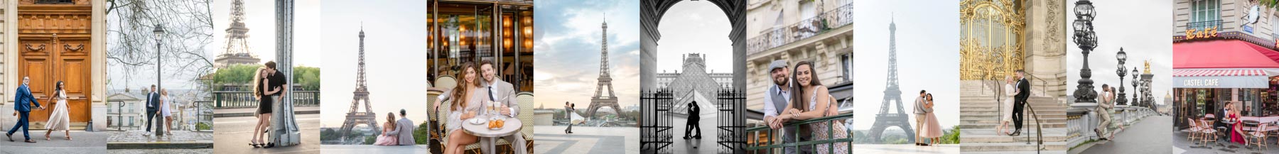 mosaic of couples photos in Paris