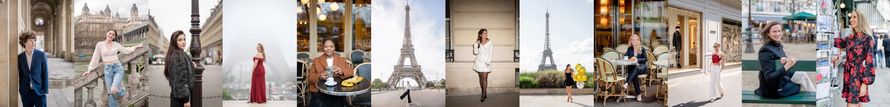 mosaic of solo portrait in Paris