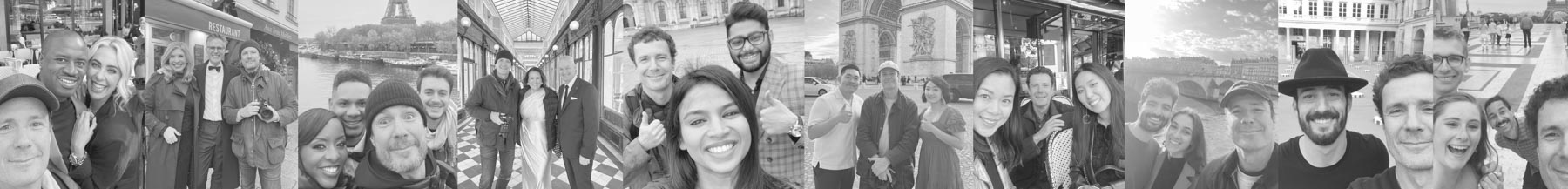 mosaic of selfies with Pierre and his clients