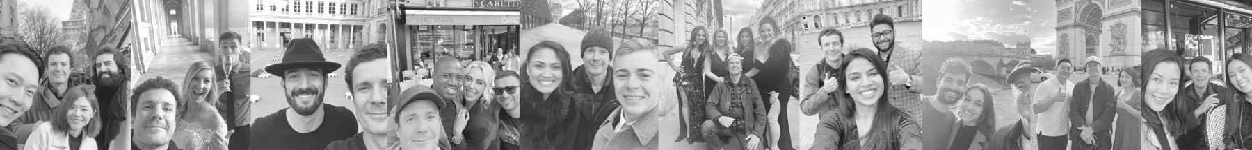 mosaic of selfies with Pierre and his clients