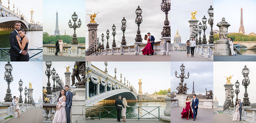 Alexander III bridge photos collage for mobile