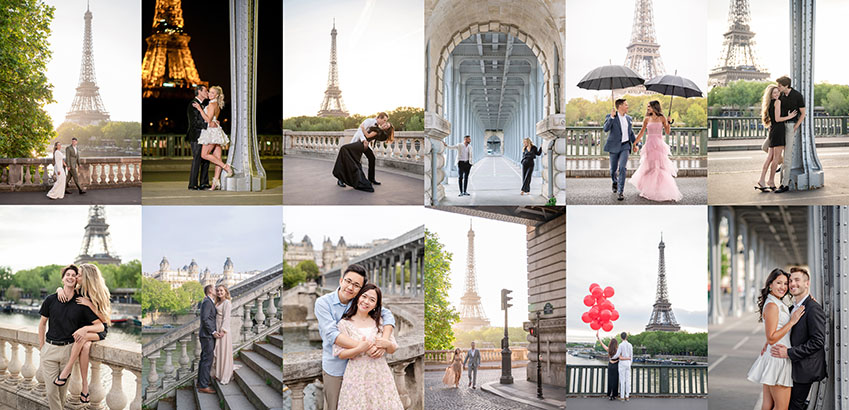 Bir Hakeim bridge photos collage for mobile